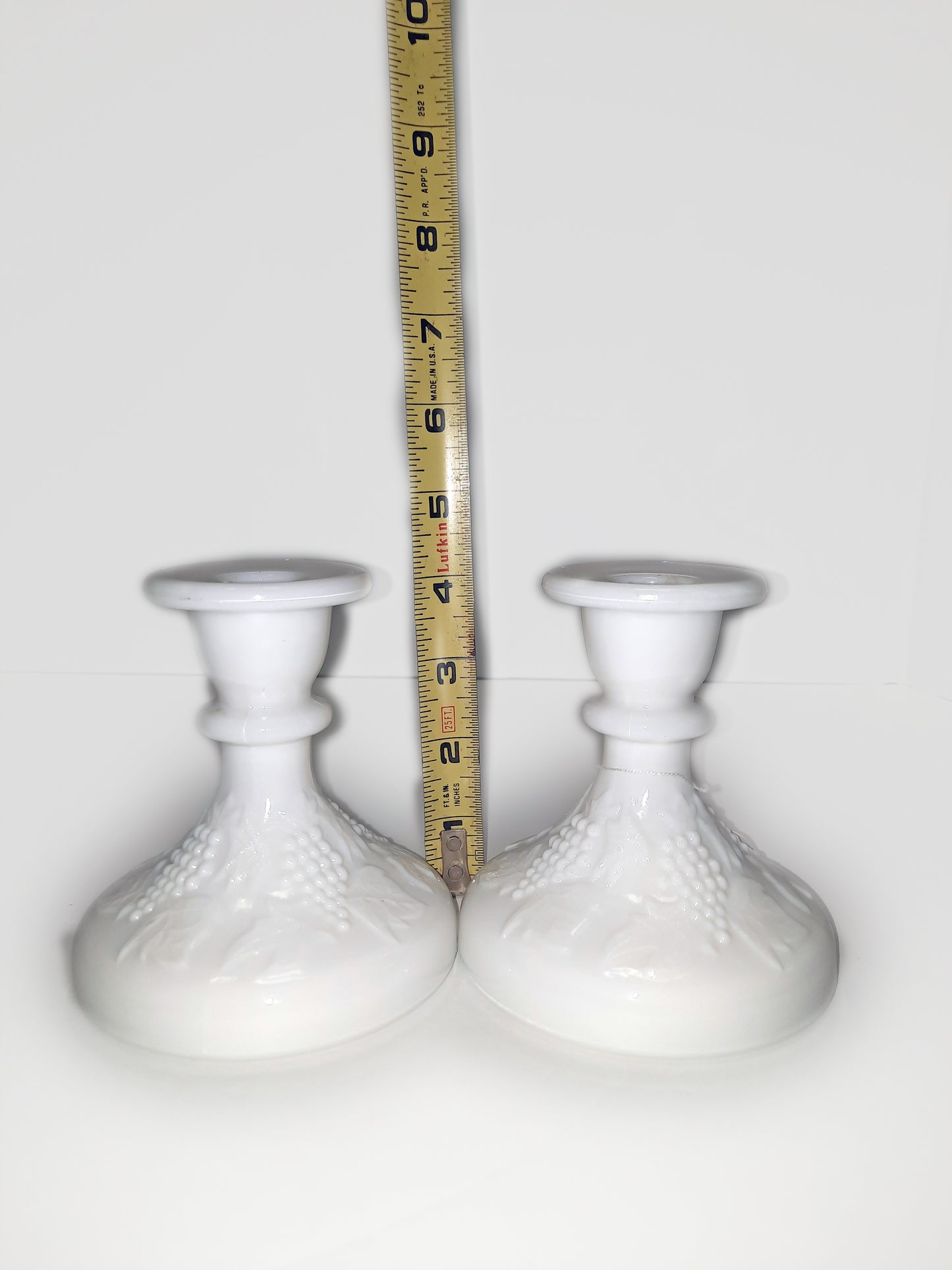 White 'Milk' Glass Candle Holders