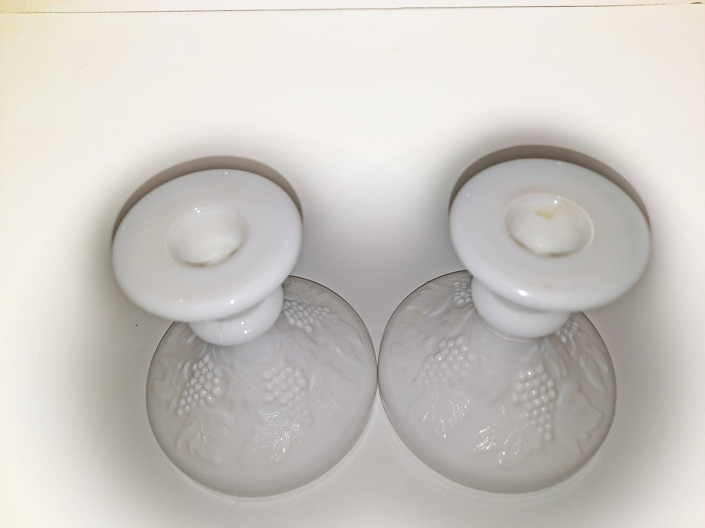 White 'Milk' Glass Candle Holders