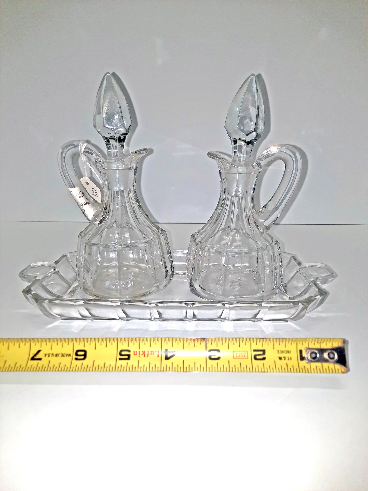 Glass 'Oil & Vinegar' Decanters with Platter