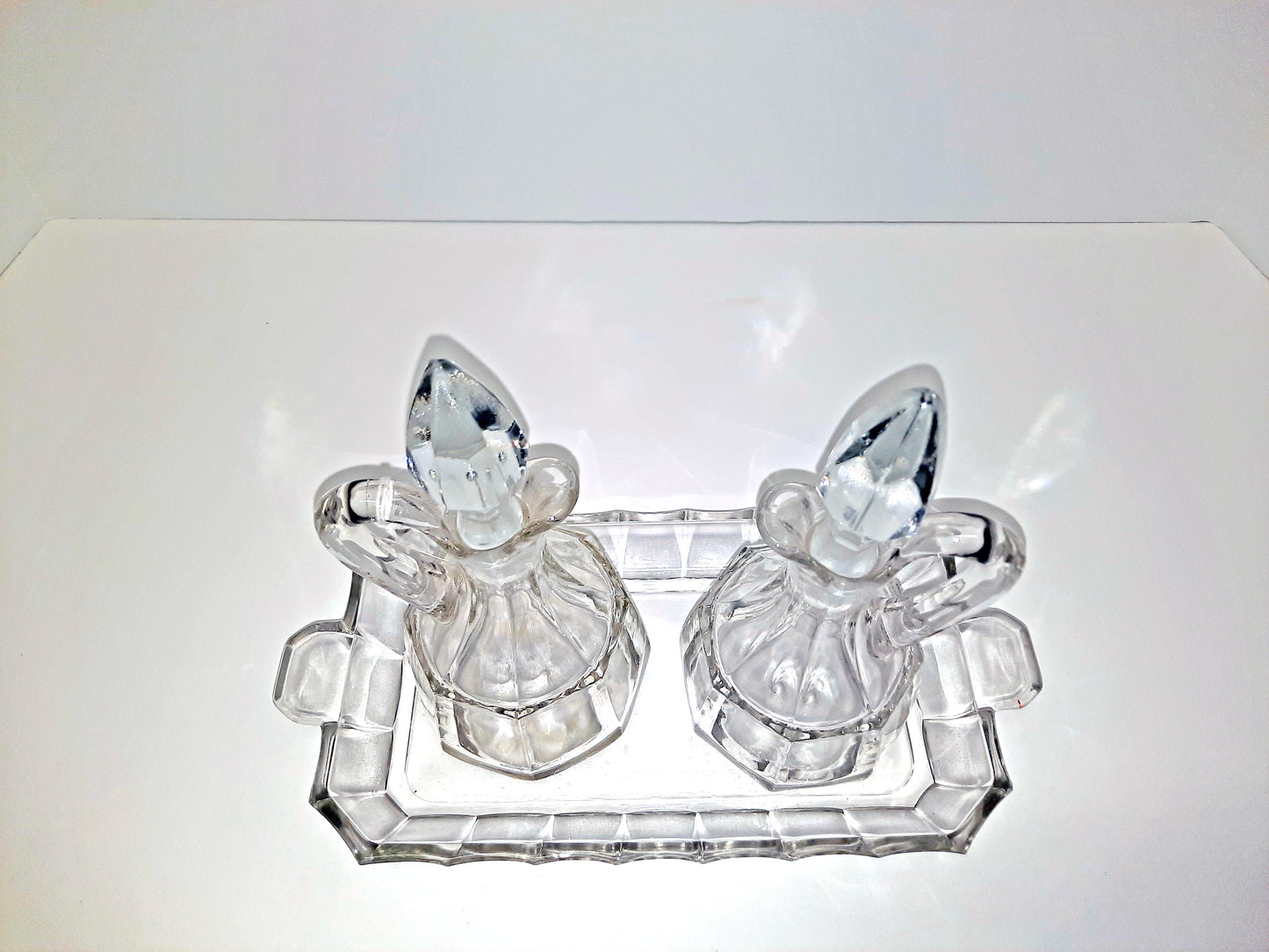 Glass 'Oil & Vinegar' Decanters with Platter