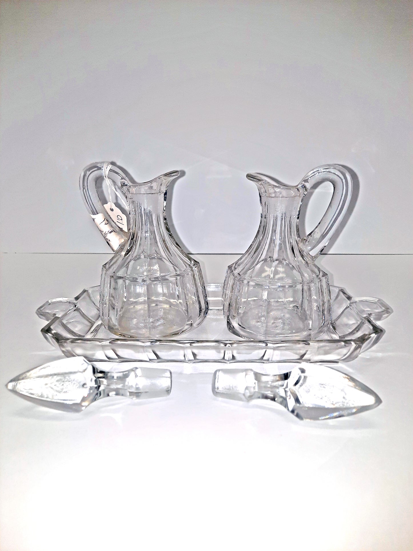 Glass 'Oil & Vinegar' Decanters with Platter