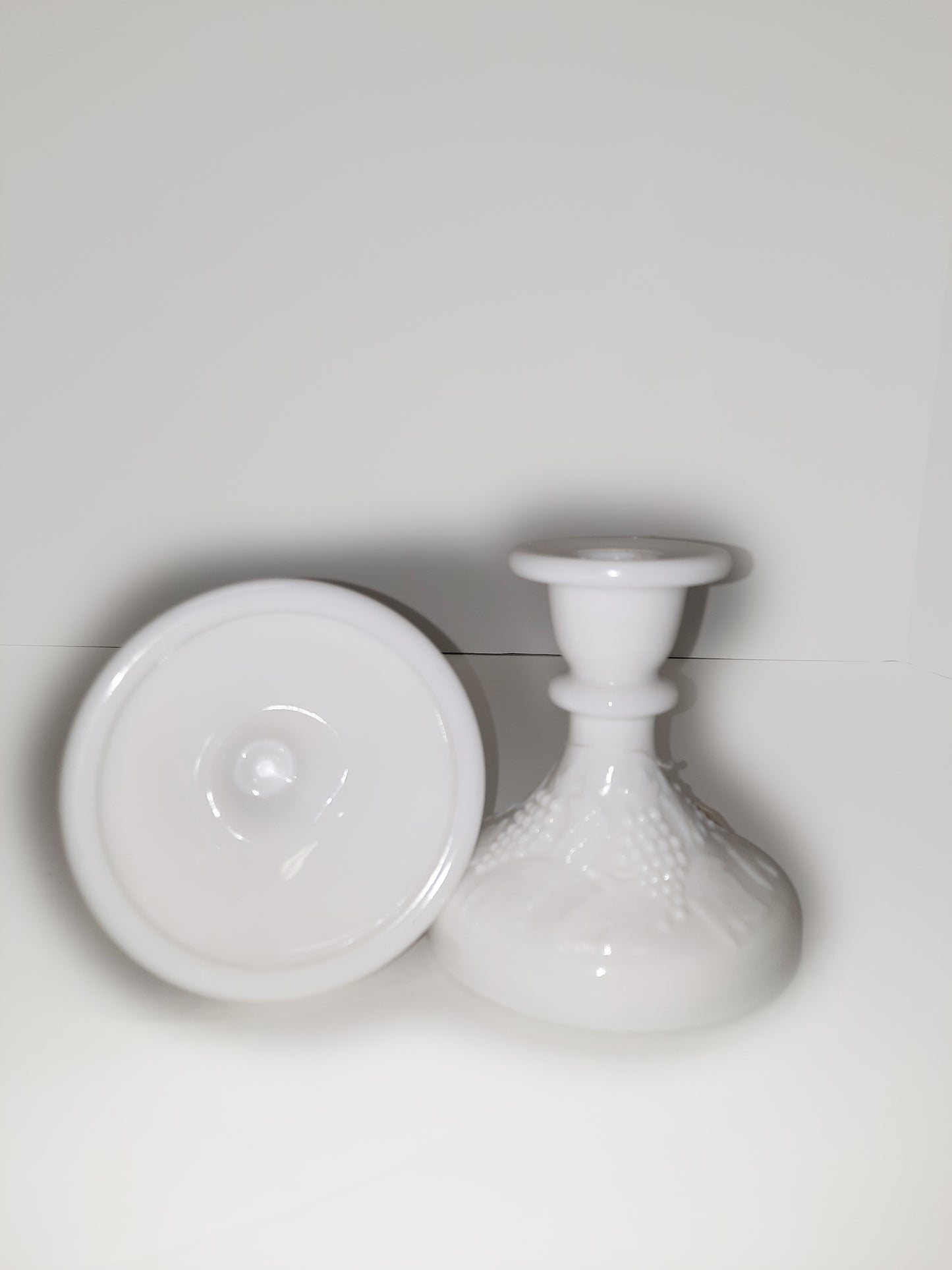 White 'Milk' Glass Candle Holders