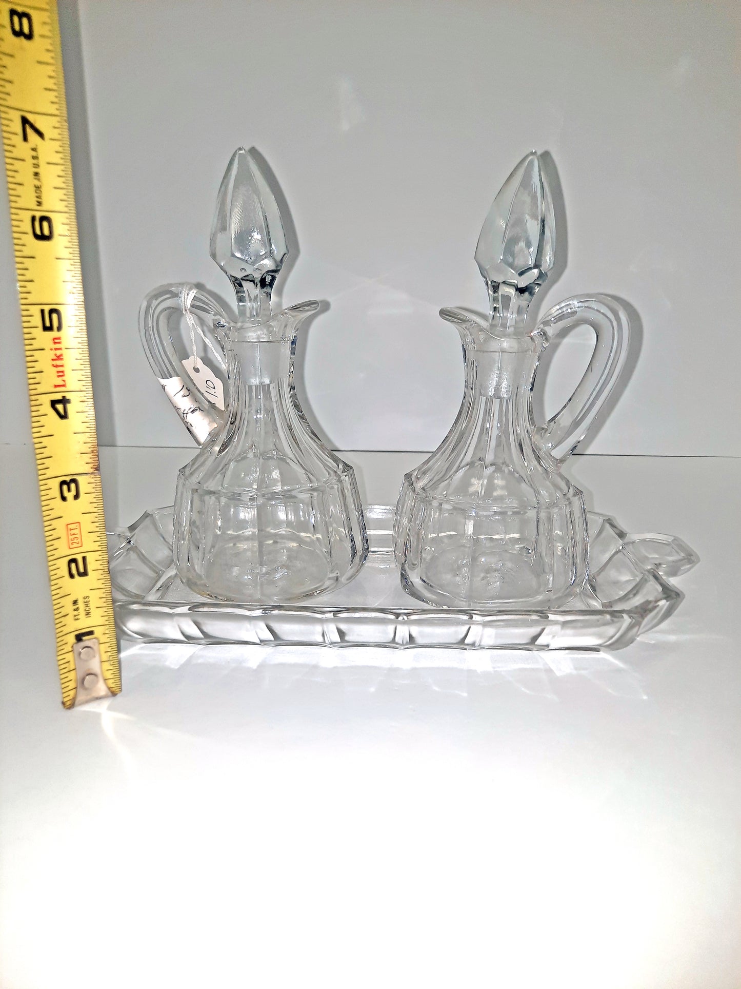 Glass 'Oil & Vinegar' Decanters with Platter