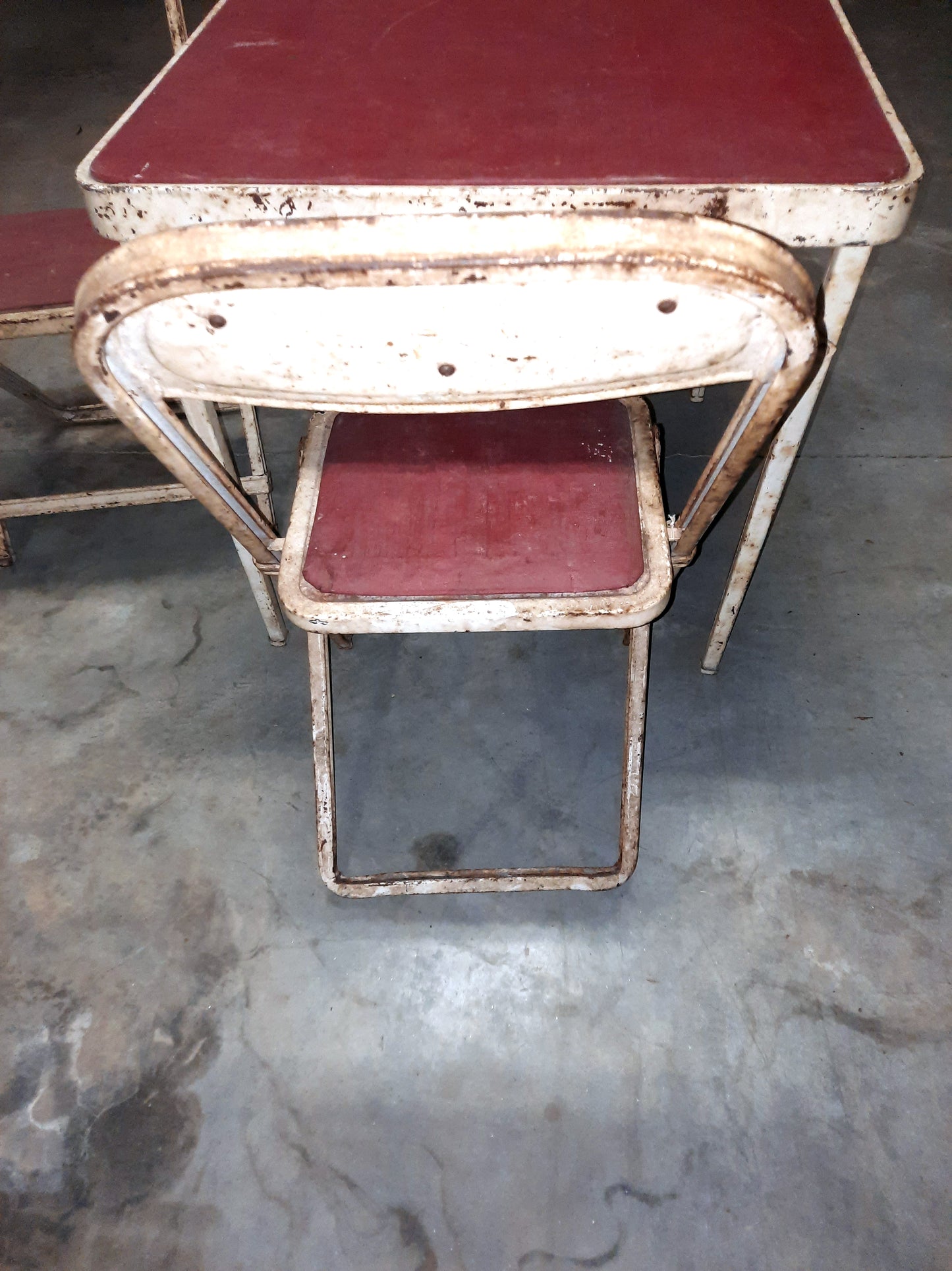 Vintage Child's Metal Folding Table & Chairs